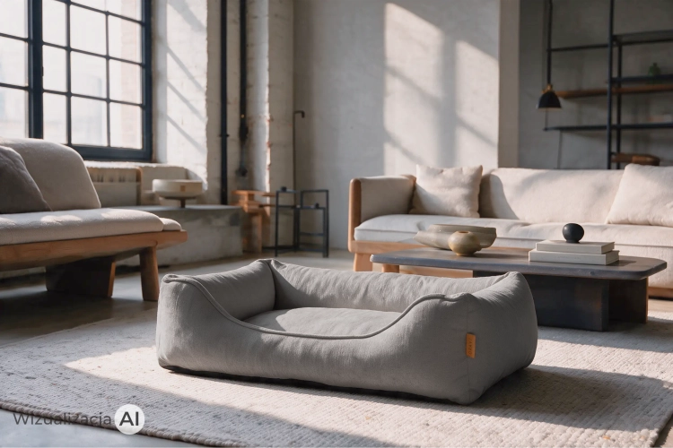 Legowisko ORAVI Avento Ortho 100 x 75 x 26 cm, antracyt - w salonie w stylu soft loft