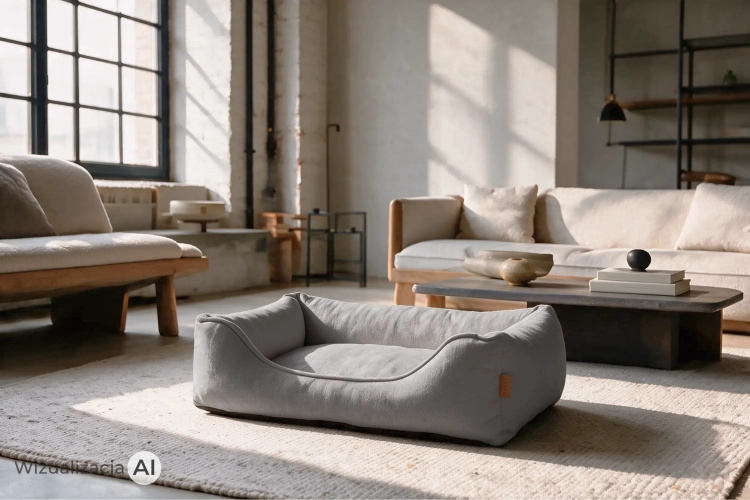 Legowisko ORAVI Avento Ortho 75 x 55 x 20 cm, antracyt - w salonie w stylu soft loft