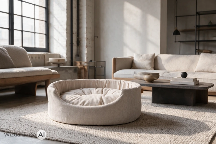 Legowisko ORAVI Ansa 75 x 65 x 28 cm, jasny beż - w salonie w stylu soft loft