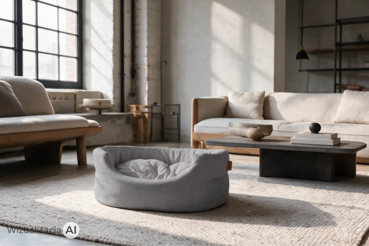 Legowisko ORAVI Ansa 55 x 45 x 22 cm, antracyt - w salonie w stylu soft loft